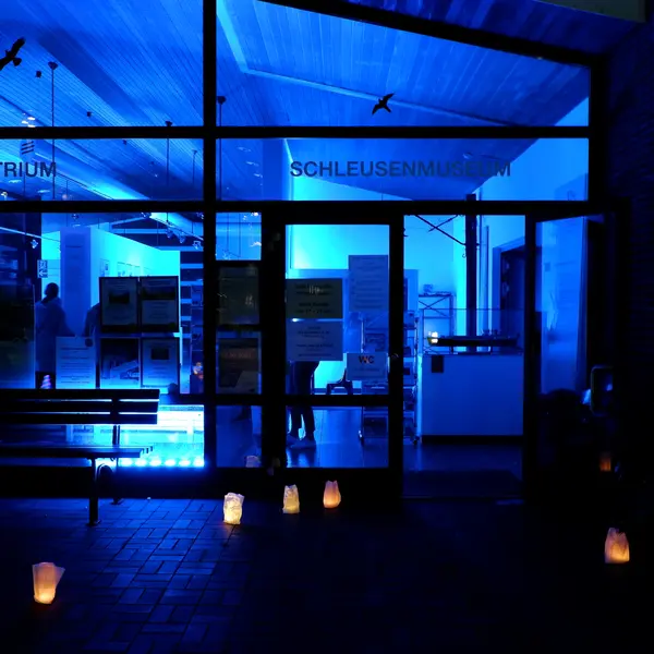 Schleusenmuseum Atrium beleuchtet