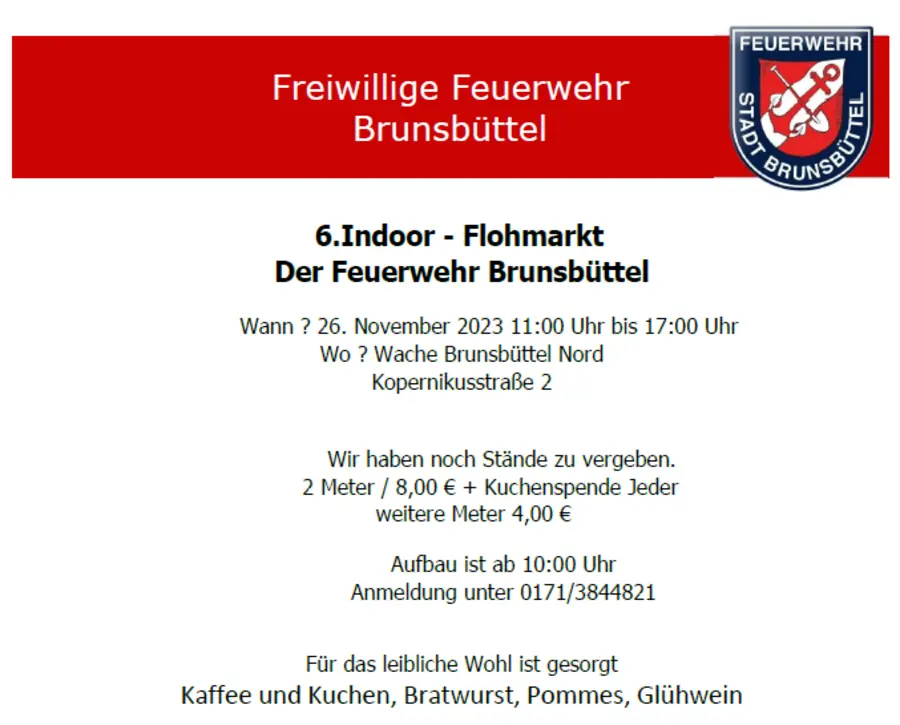Infos zum Feuerwehr Flohmarkt